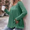 thumbnail image 7 of ClodeEU Womens Square Neck Pleated Tunic Blouse, Fall Long Sleeve T Shirts,Soft Casual Loose Fit Tee Tops Green,Womens Plus M, 7 of 7