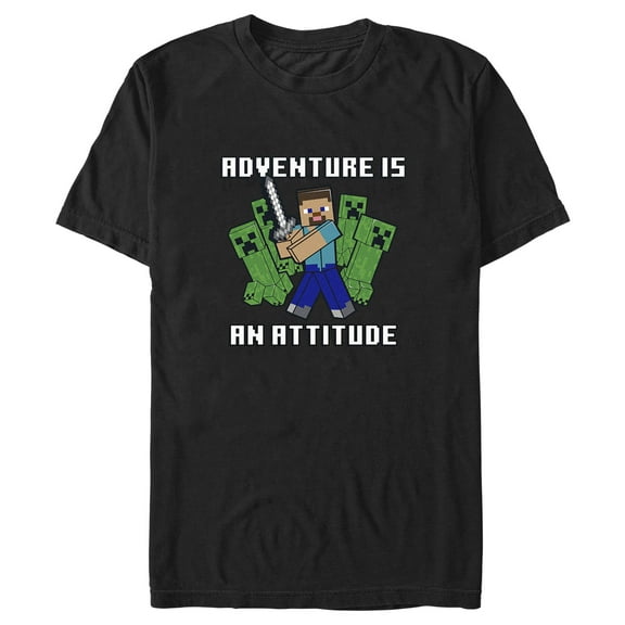 Men's Minecraft Steve and Creepers Adventure Is an Attitude Graphic T-Shirt