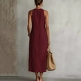 thumbnail image 4 of Blmnix Shift Woman Dress Long Dresses Vacation Dress Dress Red Crew Neck Cocktail-Length Sleeveless with Pockets Casual Dress,M, 4 of 4