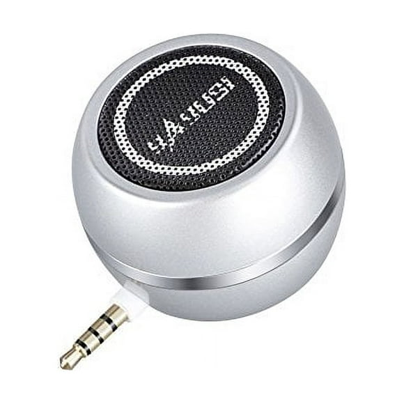Wireless Mini Speaker with 3.5mm Aux Input Jack, 3W Loud Portable Speaker for iPhone iPod iPad Cellphone Tablet Laptop, with USB Rechargeable Battery, Gift Choice for Kids, Silver