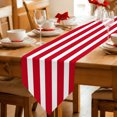 thumbnail image 2 of Red Striped Table Runner Linen Burlap Table Runner 90 Inches Long Classic Abstract Horizontal Stripes Line Dresser Scarves for Kitchen Island Coffee Dining Room Party Wedding Holiday Decor 13"x90", 2 of 8