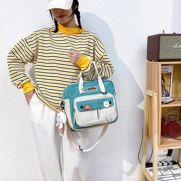 Bolso De Hombro Bolso Bolso de hombro japonés para estudiantes y niñas, bandolera con colgante (verde)