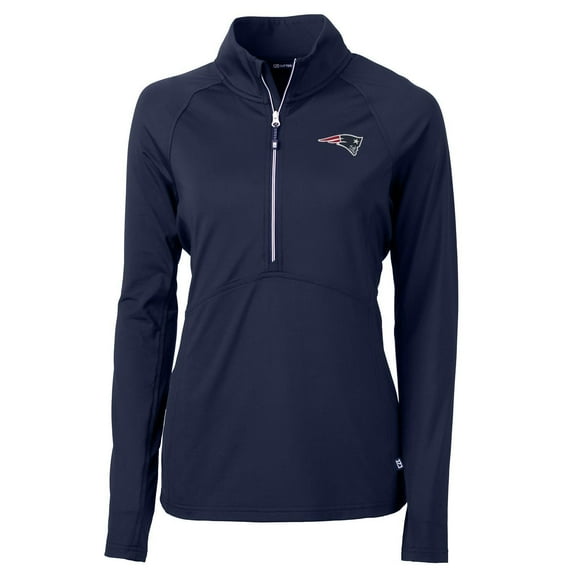 Women's Cutter & Buck Navy New England Patriots Adapt Eco Knit Half-Zip Pullover Jacket