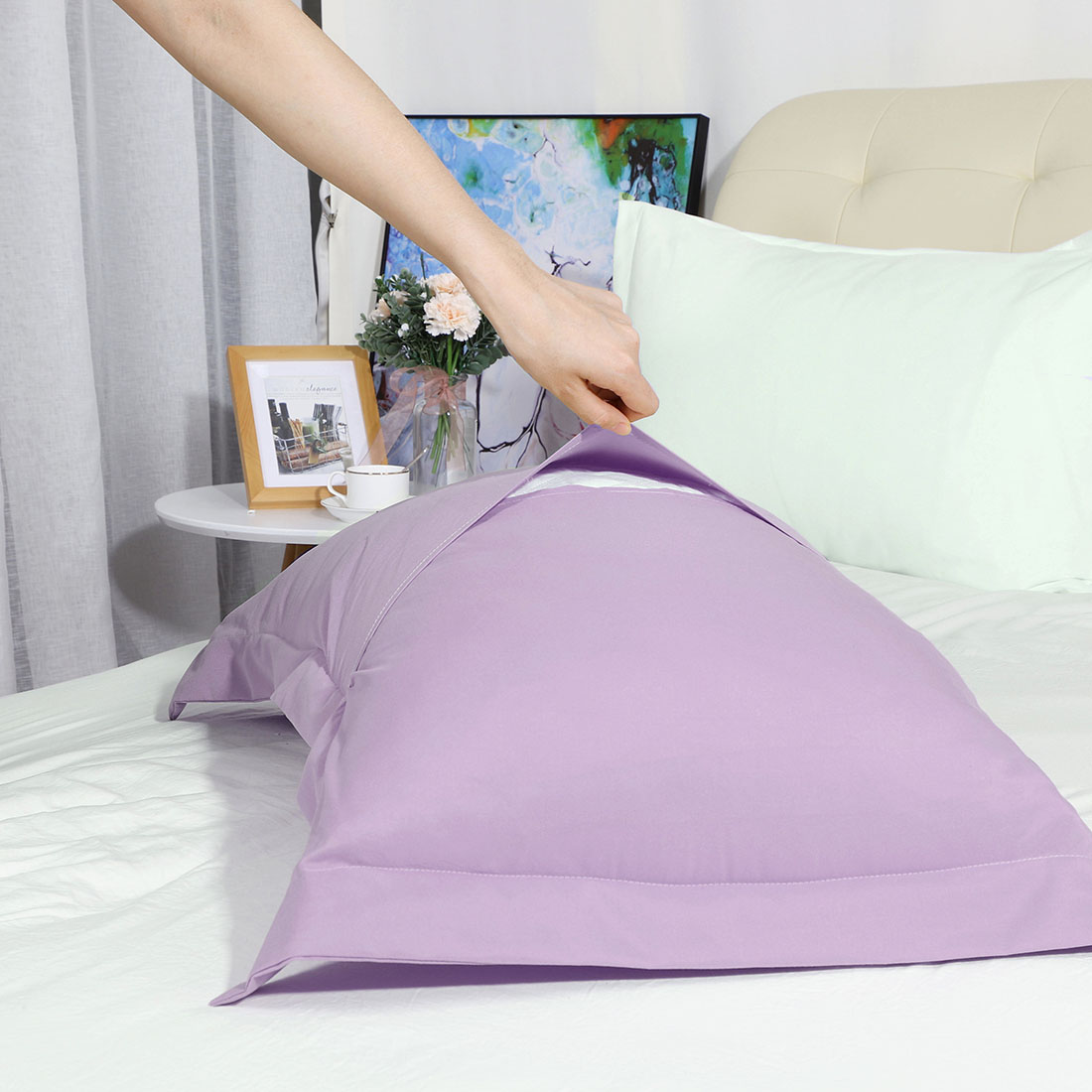 Unique Bargains 2pk Queen Pillow Shams 1800 Microfiber Pillow Cases 20" x 30"