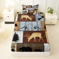 thumbnail image 3 of Feelyou Rustic Wood Plank Cabin Twin Sheet Sets for Men Boys, Forest Deer Bear Animal Bedding, Brown, 3-Piece, 3 of 5