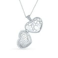 thumbnail image 5 of Bling Jewelry Womens Keepsake Pave CZ Aromatherapy & Photo Large Puff Heart Shape Locket Pendant Necklace Sterling Silver, 5 of 7
