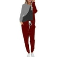 thumbnail image 3 of VBTAPA Women's Color Block 2 Piece Tracksuit Crewneck Long Sleeve Tops Jogger Sweatpants Casual Sports Outfits Matching Lounge Sets with Pockets Wine M, 3 of 8