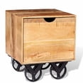 thumbnail image 1 of vidaXL Side Table with Drawer Wheels Mango Wood 40x40x45 cm, 1 of 5