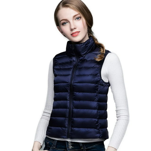 Women's Lightweight Down Vest Solid Color Short Jacket Outerwear Warm Winter Fashion Coat