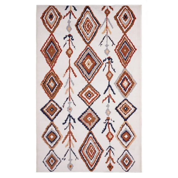 Furnish My Place Indoor Moroccan Diamond Rug with Jute Backing - 7 ft. 8 in. x 11 ft., Ivory, Geometric, Transitional, Area Rug for Living Room, Bedroom, Hallway