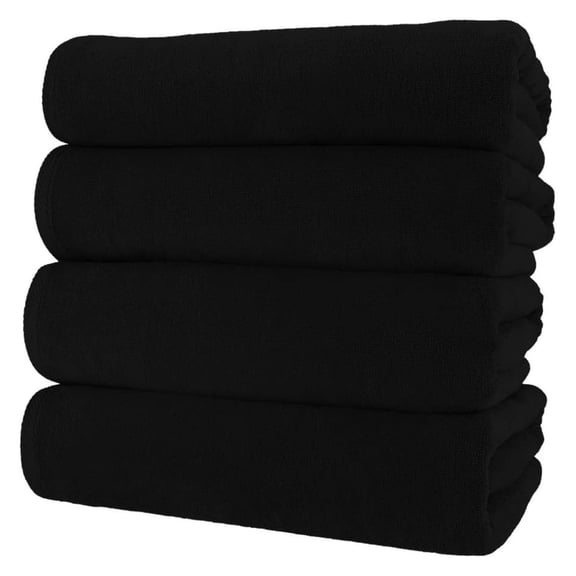 Beach Towels Velour 30x60 4-Pack (Black) 11.0 Lbs per Doz 100% Cotton
