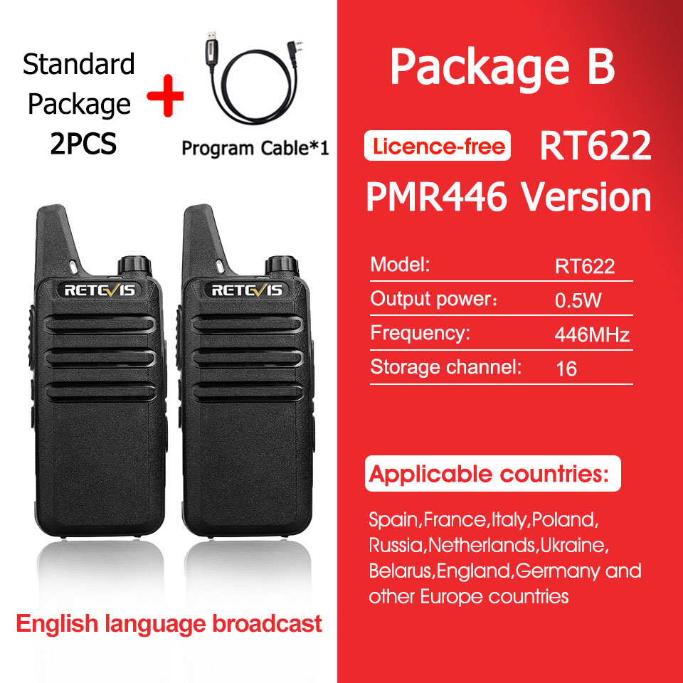 Retevis B63S Professional Walkie Talkie, Unlicensed Two-Way Radio With LCD Display 1620mAh, VOX, 15mm Slim Two-Way Radio With Earbuds For School, Hotel (10 Pieces, Black - View #2