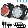 thumbnail image 1 of 1 PACK USB Rechargeable LED Bike Light, 2 Super Bright Front Bicycle Headlight 2 Back Rear Taillight IPX4 Water Resistant 4 Light Mode Options; 6 straps 4 USB Cables| Get Ultimate Safety & Style, 1 of 8
