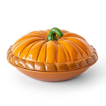 Pumpkin Pie Stoneware Pie Keeper with Lid