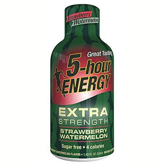 5-hour ENERGY Extra Strength Strawberry Watermelon Energy Drink 1.93 oz Plastic Bottles - Pack of 6