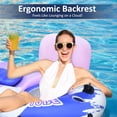 thumbnail image 3 of Inflatable River Tube Float with Backrest & 2 Cup Holders, Heavy-Duty PVC Puncture-Resistent Raft, 91x50 Inch Oversized, Deluxe Pool Tube for Summer Relaxation, 3 of 7