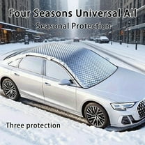 Universal Front Windshield Snow Cover, 145/125x235cm Large Size for SUV Truck Van, Heavy Duty Ice Frost Sun Protector with Elastic Hem & Hook Straps, Waterproof All Season Car Cover