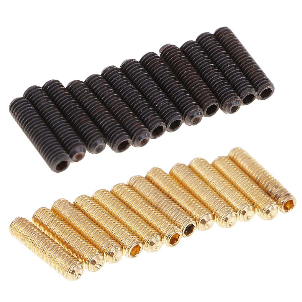 10mm, Gloden 12 Pack Electric Guitar Saddle Bridge Hexagon Screw suit for Tremolo Systems Electric Bass Guitar Music Instrument Parts 