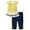 Yellow A, variant on Ahuyic Kids Summer Casual Outfits,Unisex Toddler Short Sleeve Two-Piece Set,Summer Fashion Girls' Casual Short Sleeve Round Neck Collar Botton Printed Short Pants Sets