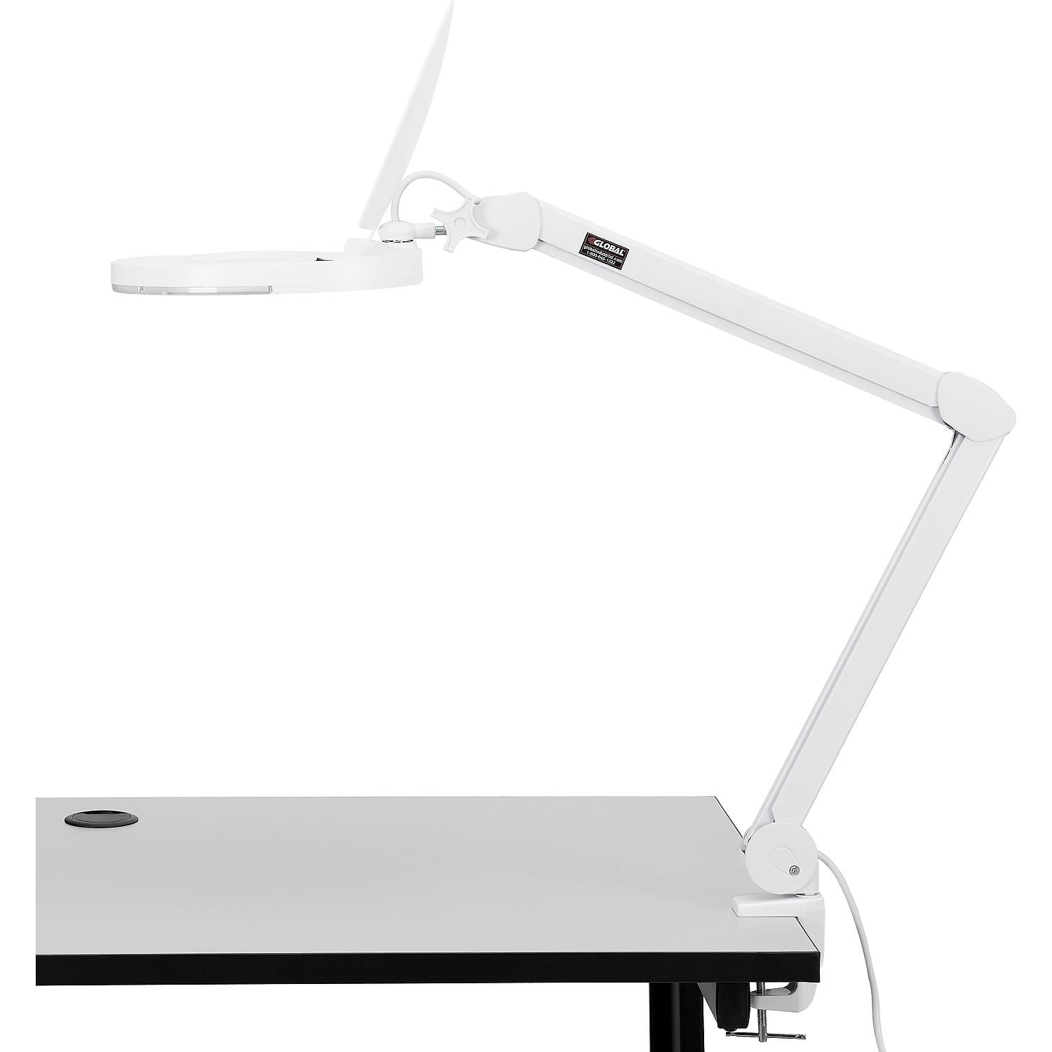 Global Industrial 8 Diopter LED Magnifying Lamp With Covered Metal Arm White