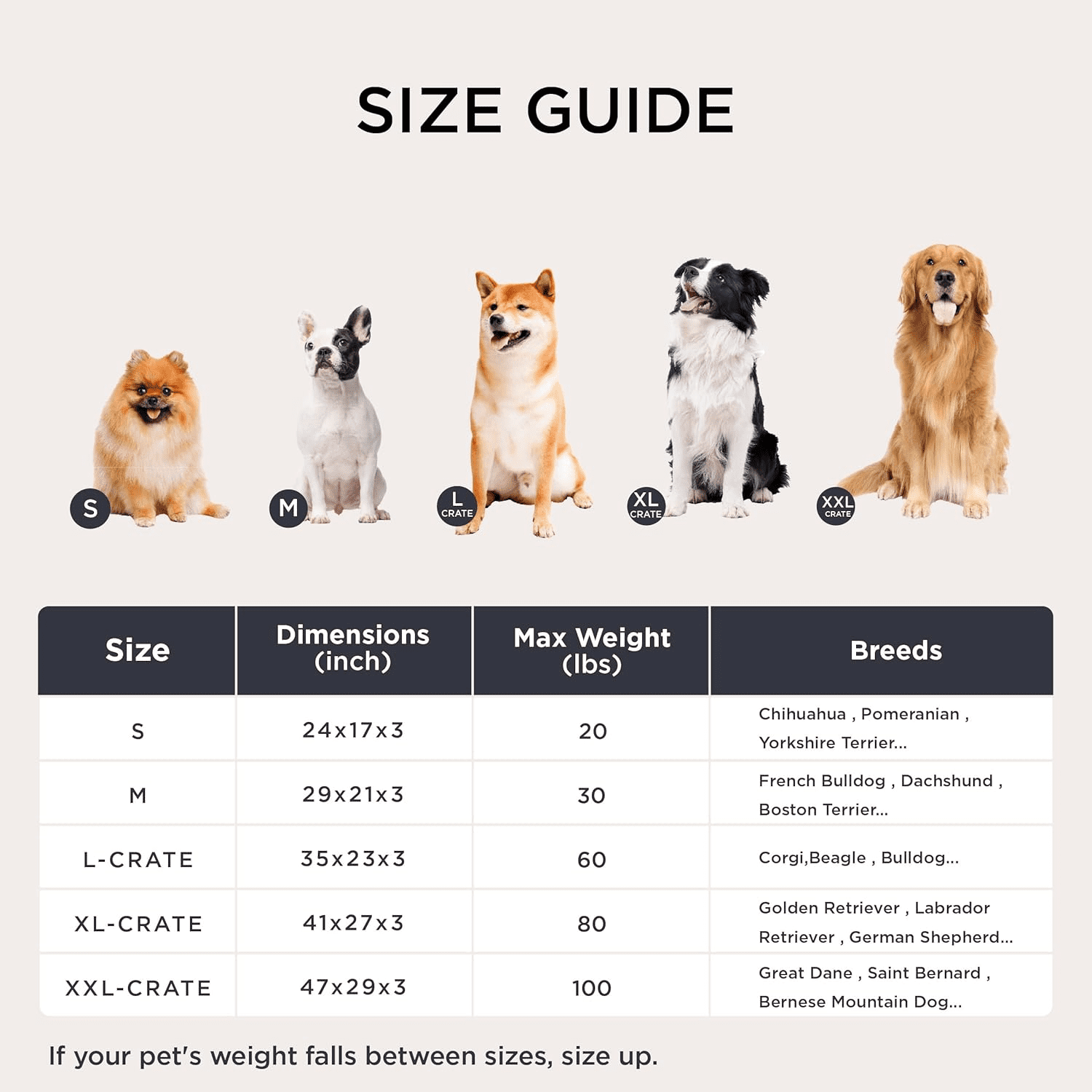 Katieovy Dog Bed for Large Dogs,Comfort Fluffy Plush Dog Cage Bed, 40"x26" Washable Dog Mat with Non-Slip Bottom for Dogs,Khaki