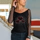 thumbnail image 2 of Camiseta con diamantes de imitación brillantes para mujer, Tops informales, pulóver de manga larga con estampado de mariposa en forma de corazón, 2 of 5