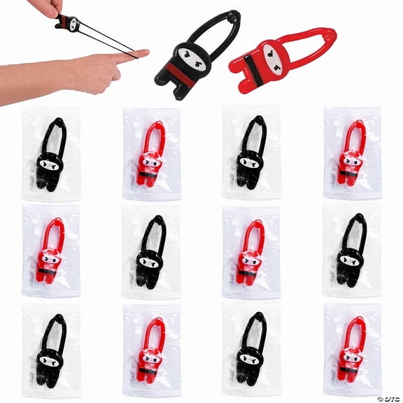 24 Pieces 3 1/4" Stretchy Flying Ninjas with Christmas Handout Card for 12