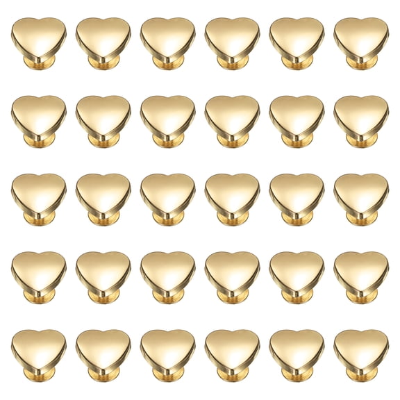 Uxcell 30 Pcs Metal Stud Rivets 14mm Heart Shape Decoration Screw Back Studs, Gold