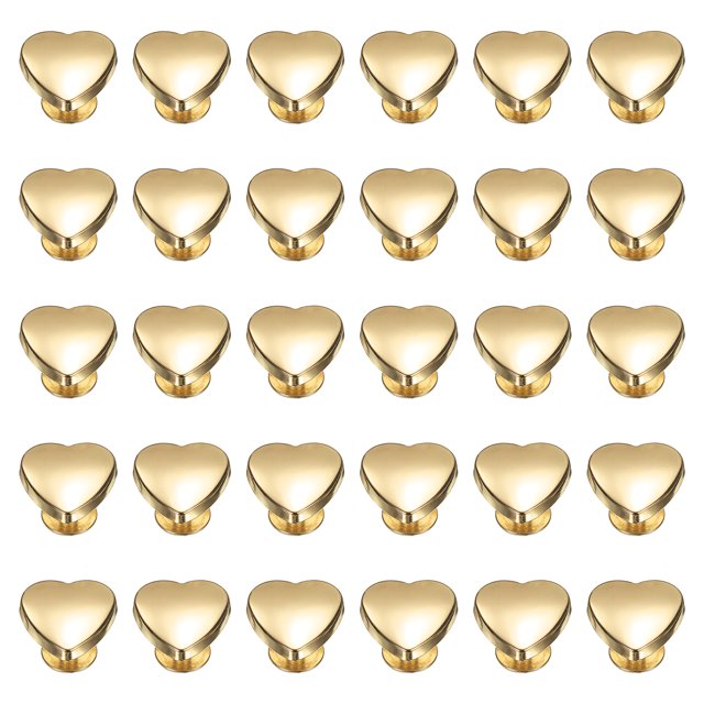 Uxcell 30 Pcs Metal Stud Rivets 14mm Heart Shape Decoration Screw Back Studs, Gold