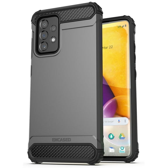 Encased Scorpio Armor for Samsung Galaxy A72 Case, Protective Rugged Phone Cover (4G/5G) Black