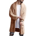thumbnail image 2 of WREESH Homme Décontracté Uni Cardigan Mi-Long Manteau en Laine à Col Rabattu Chandail pour Fesses, 2 of 9