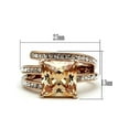 thumbnail image 2 of Women's Stainless Steel Rose Gold Princess Cut Champagne Zirconia Cocktail Ring Size 6, 2 of 5
