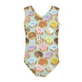 thumbnail image 2 of FOR U DESIGNS Doughnut One Piece Swimsuit Teenagers Kids Girls V-Neck Bodysuit Stretchy Sleeveless Bathing Suit Quick Dry Activewear Size 5-6 Years, 2 of 8