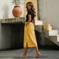 thumbnail image 5 of Skirts for Women Midi Length Casual Side Button Skirt High Waisted Long Flowy Skirt Summer Beach Skirts 2XL, 5 of 7