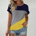 thumbnail image 2 of Pxiakgy Women's Color Block Short Sleeve Tops Casual Summer T-Shirt Loose Tops T Shirts Color Blocked Sleeves Color Blocked T Shirts Summer T Shirts Round Neck Causal Fashion Basic Tee Yellow 5Xl, 2 of 4