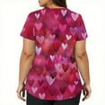 thumbnail image 5 of Dwralegc Valentines Day Scrub Uniforms Women Cute Working T Shirts with 2 Pockets Short Sleeve Love Heart Print V Neck Nursing Uniform Stretch Hot Pink L, 5 of 5