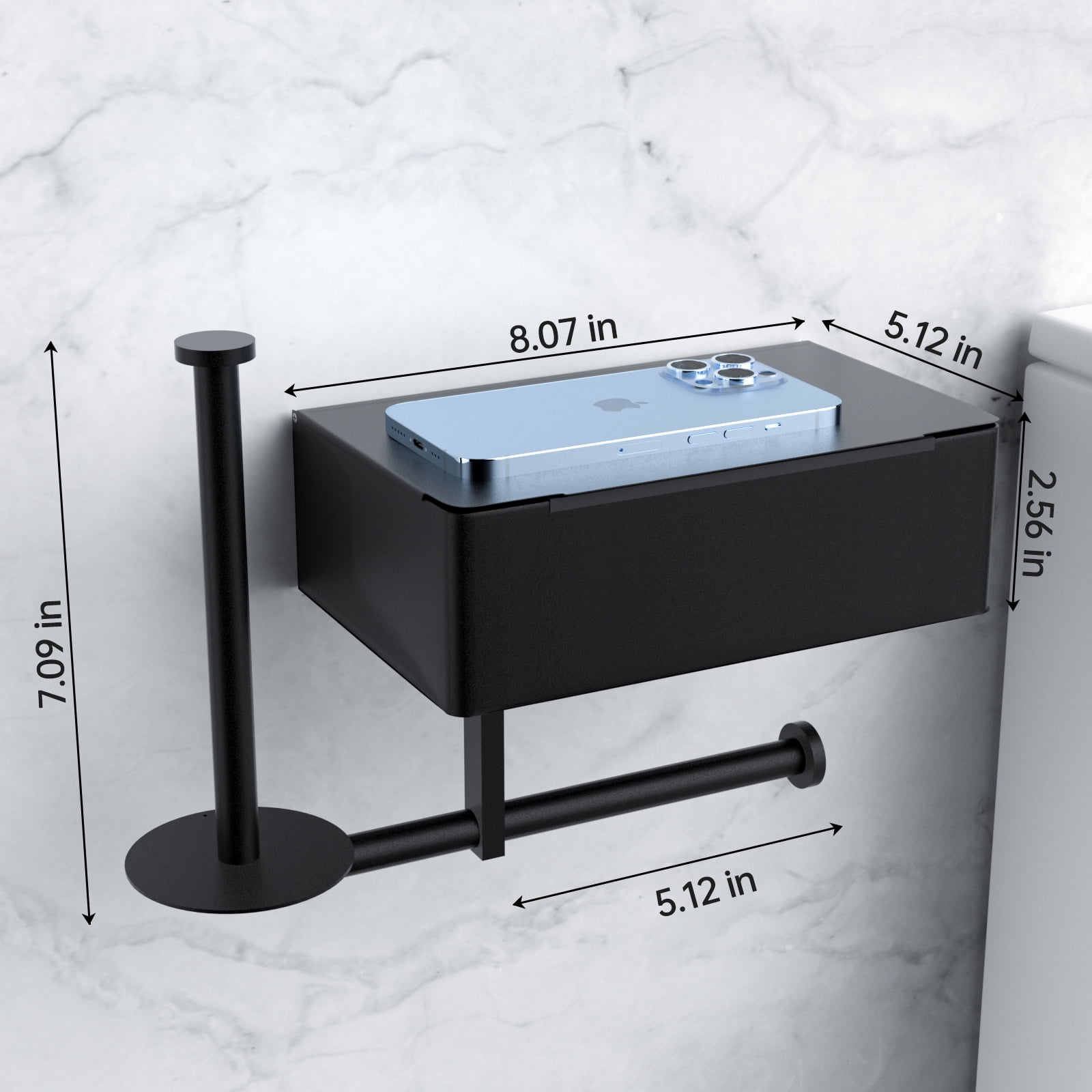 Goaxuzt Toilet Paper Holder Wall Mount Stainless Steel Shelf with Toilet Roll Storage & Wipes Dispenser for Bathroom
