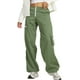 thumbnail image 1 of VISgogo Pantalones cargo informales para mujer, pantalones holgados de color liso con múltiples bolsillos, negro/caqui/verde VISgogo  moda, 1 of 5