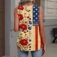 thumbnail image 3 of Iaqnaocc 250 Anniversary Usa Shirt Womens Tank Tops Sleeveless 2026 Summer Loose Fit V-Neck Pleated Tank Tops Independence Day American Flag Floral Print Vintage Basic Tees Vermilion L, 3 of 6