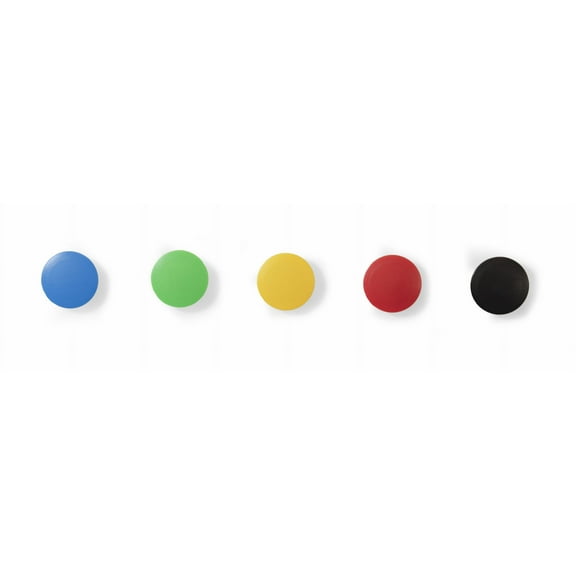 Audio-Visual Direct High Powered Magnets for Glass Dry-Erase Boards, Set of 5 Assortment of Colors