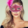 thumbnail image 5 of Unique Bargains 1 Pc Princess Feather Half Face Party Mask for Masquerade Party Rose Red, 5 of 5