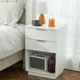 thumbnail image 6 of GVN Nightstand, Bedside Table,White P2 Density Board Wavy Pattern Drawer Front Two-Drawer Bedside Cabinet, 6 of 12