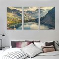 thumbnail image 3 of nygtbtfer Canvas Print Pictures Painting beautiful lake with rocky mountains landscape awsome stock pictures &amp; Posters Ready to Hang 12x16x3pcs, 3 of 4