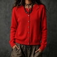 thumbnail image 2 of Cardigan Sweaters for Women Oversized Knit Button Up Cardigan Red L, 2 of 6