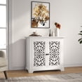 thumbnail image 2 of Antique White Vintage Accent Cabinet with 2 Carving Doors - Multi-Purpose Buffet Server Console for Home Storage, 2 of 8