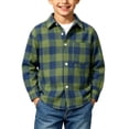 thumbnail image 3 of Ultrave Boys Plaid Flannel Shirt Long Sleeve Button Down Lapel Casual Kids Top with Chest Pocket 2-15Y, 3 of 7