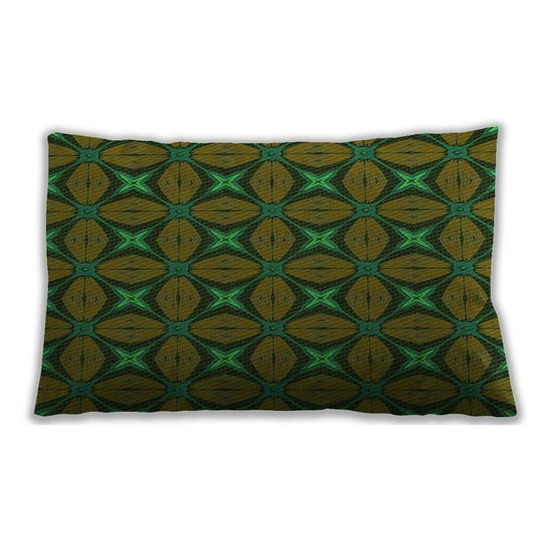 Ahgly Company Patterned Indoor Rectangular Olive Drab Green Lumbar