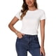 thumbnail image 1 of INSPIRAR CHIC Blusa de manga corta con cuello redondo de punto acanalado XS Blanca, 1 of 5