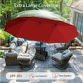 thumbnail image 2 of Alpha Joy 15ft Extra Large Outdoor Patio Double-Sided Umbrella with Solar Lights & Umbrella Base, Burgundy, 2 of 10