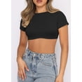 thumbnail image 4 of Vafful Womens Crop Tops Crewneck Y2K Summer T-Shirt Basic Short Sleeve Fitted Knit Ribbed Casual Blouse Cute Tee Shirt S-L, 4 of 8